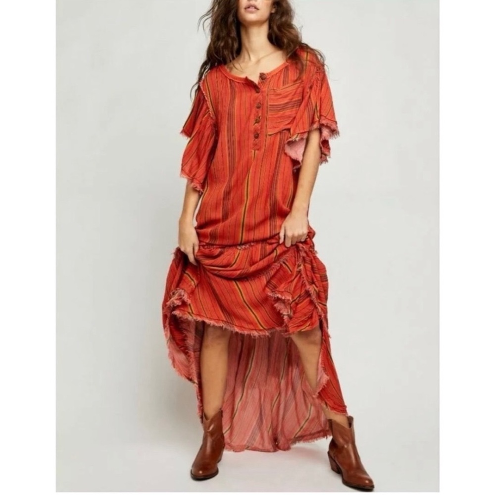 Free People Better Days Red Combo Maxi Dress NWT SZ XS - Picture 4 of 13